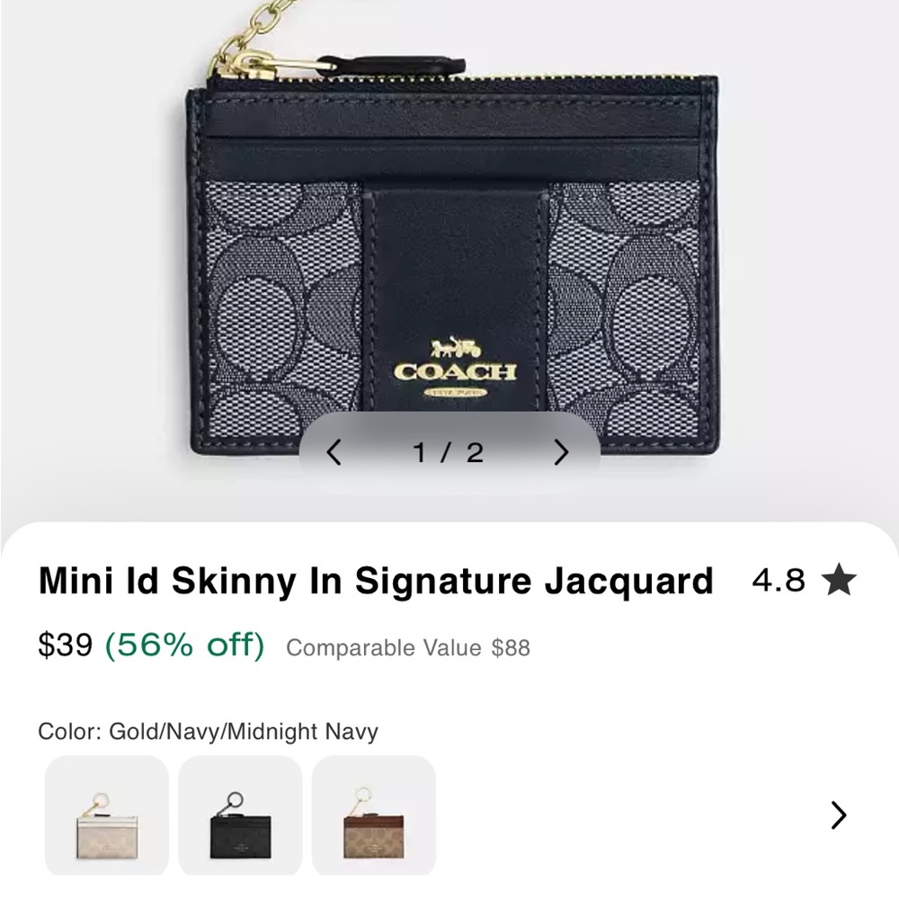 Coach Blue Monogram Key Card Holder